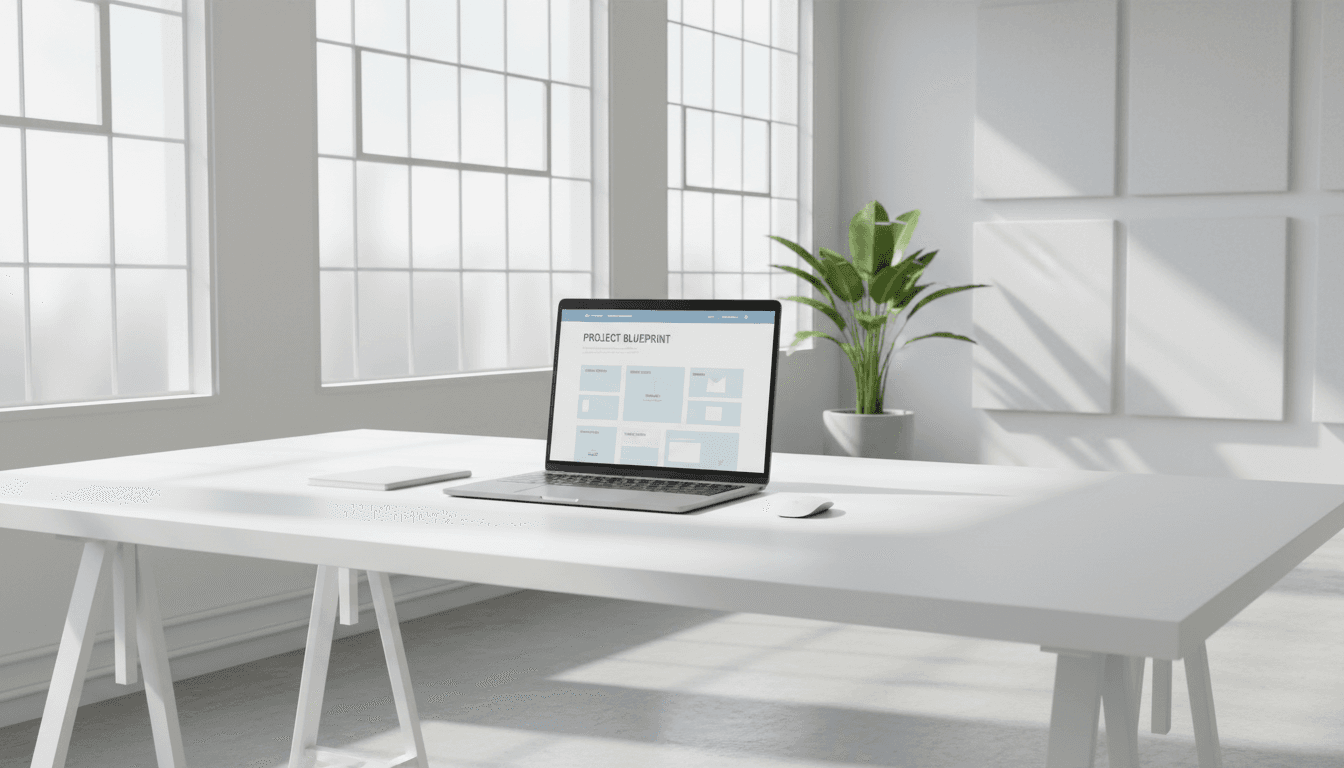Website design wireframe on laptop screen