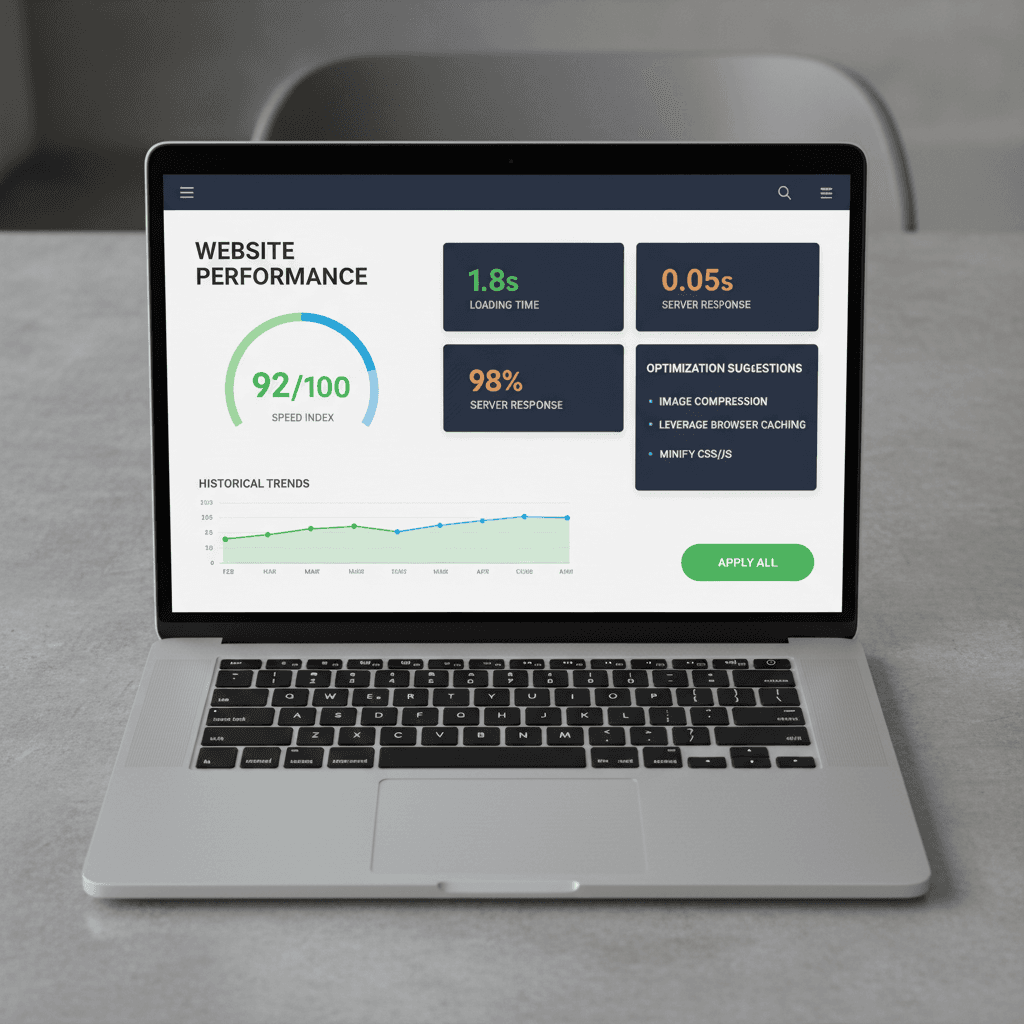 Website speed optimization dashboard