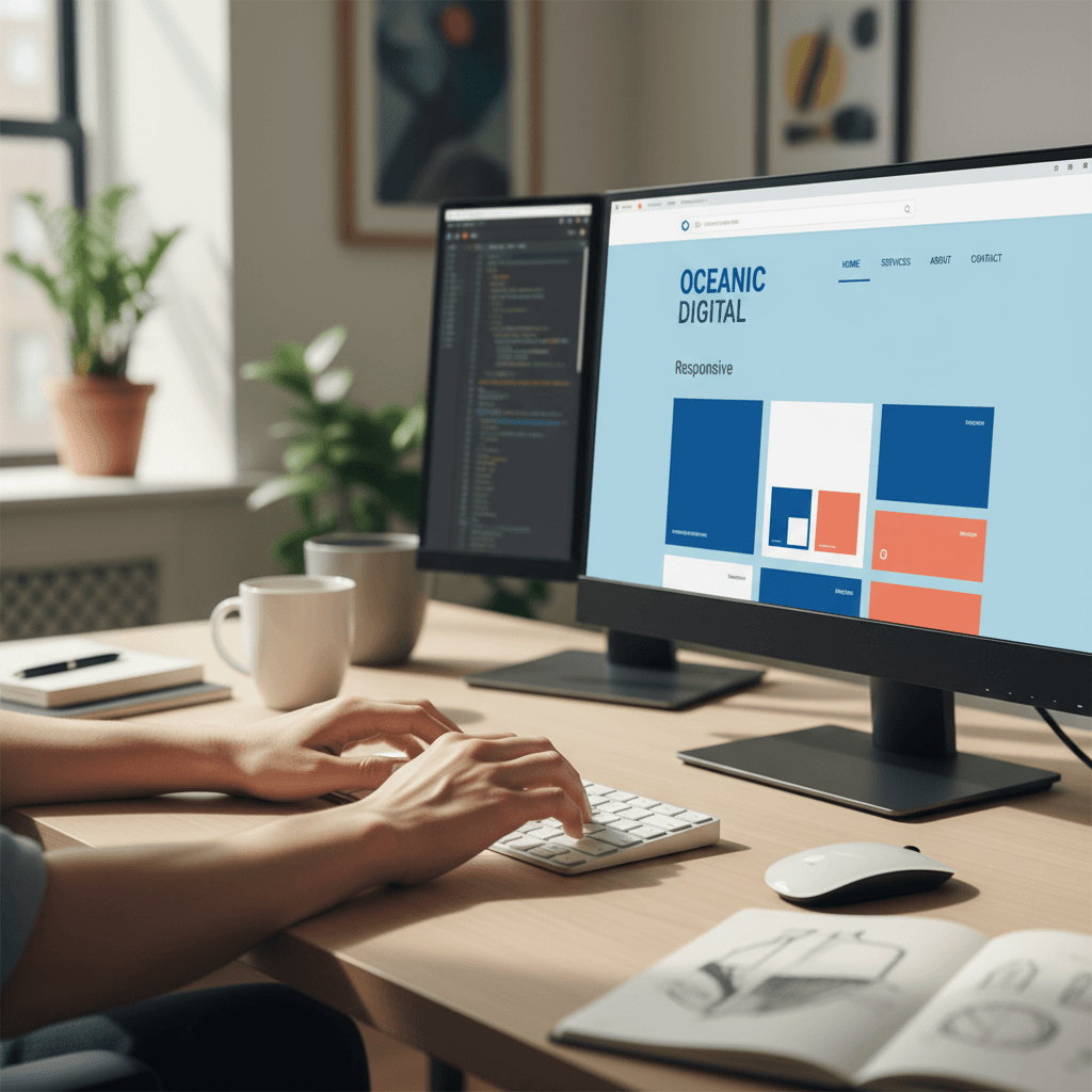Web designer working on responsive website